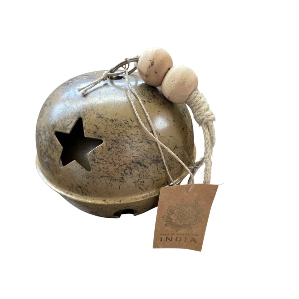 Large Hanging Brown Metal Christmas Bell